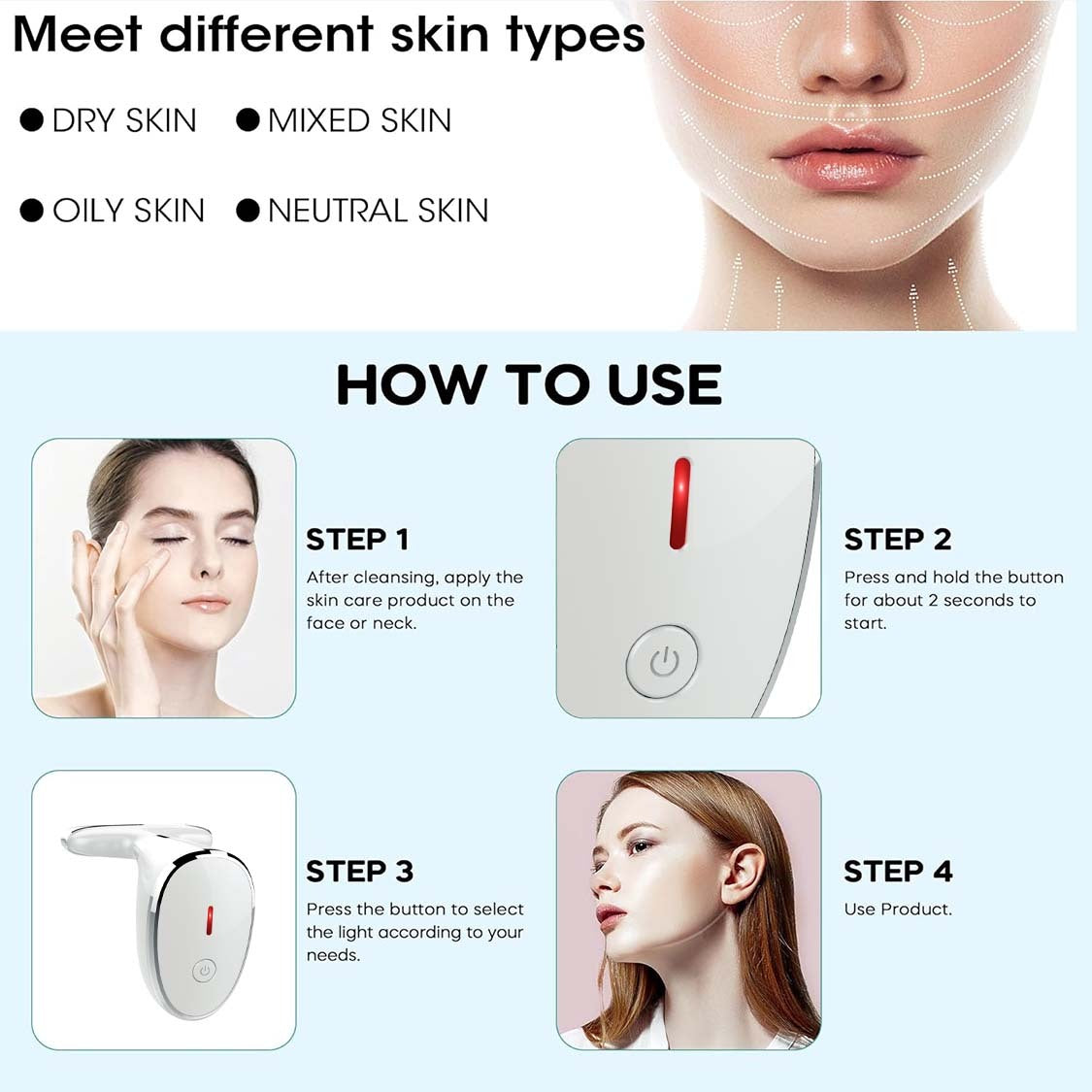 7 Color LED Facial Light Therapy Wand